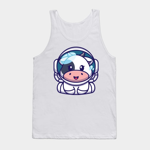 Cute baby cow wearing an astronaut suit, cartoon character Tank Top by Wawadzgnstuff